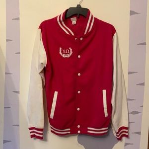 Custom Chi Omega Pink Varsity Jacket